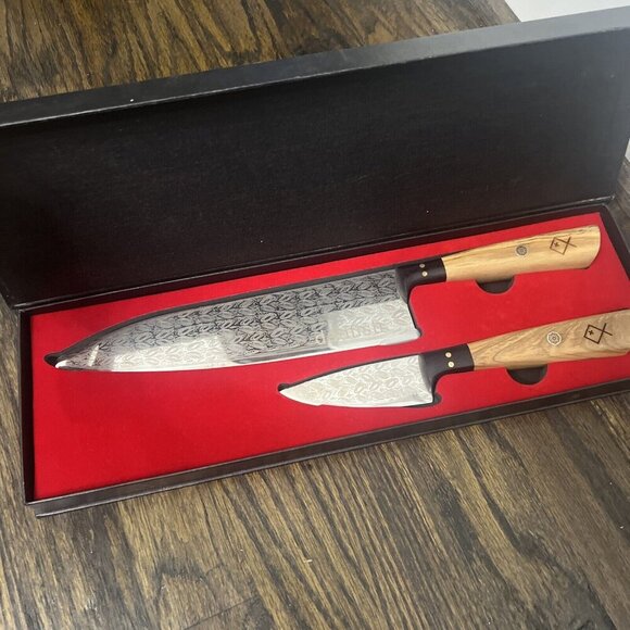 Dedfish Knife German Steel Set-New - Sold Out On Website 9” Chef + 3.5” Pairing - Picture 8 of 9